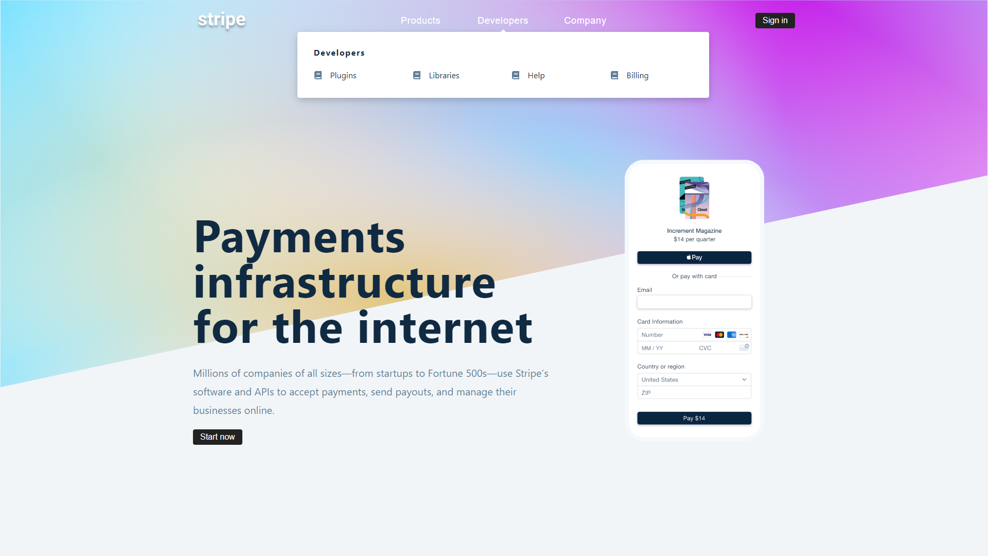Stripe Menu